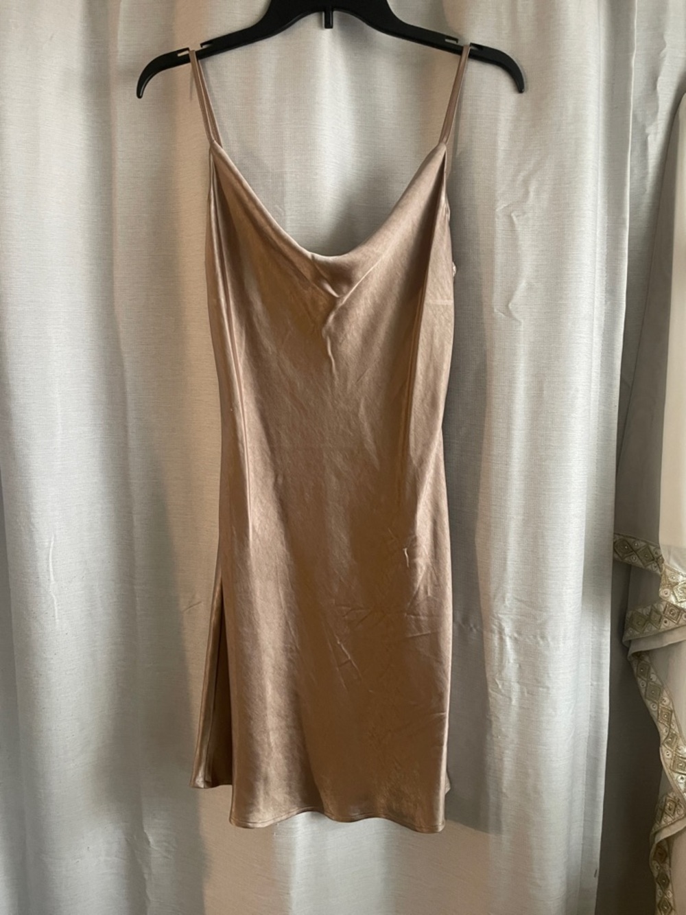 Audrey 3+1 Satin Slip Mini Dress in Nude